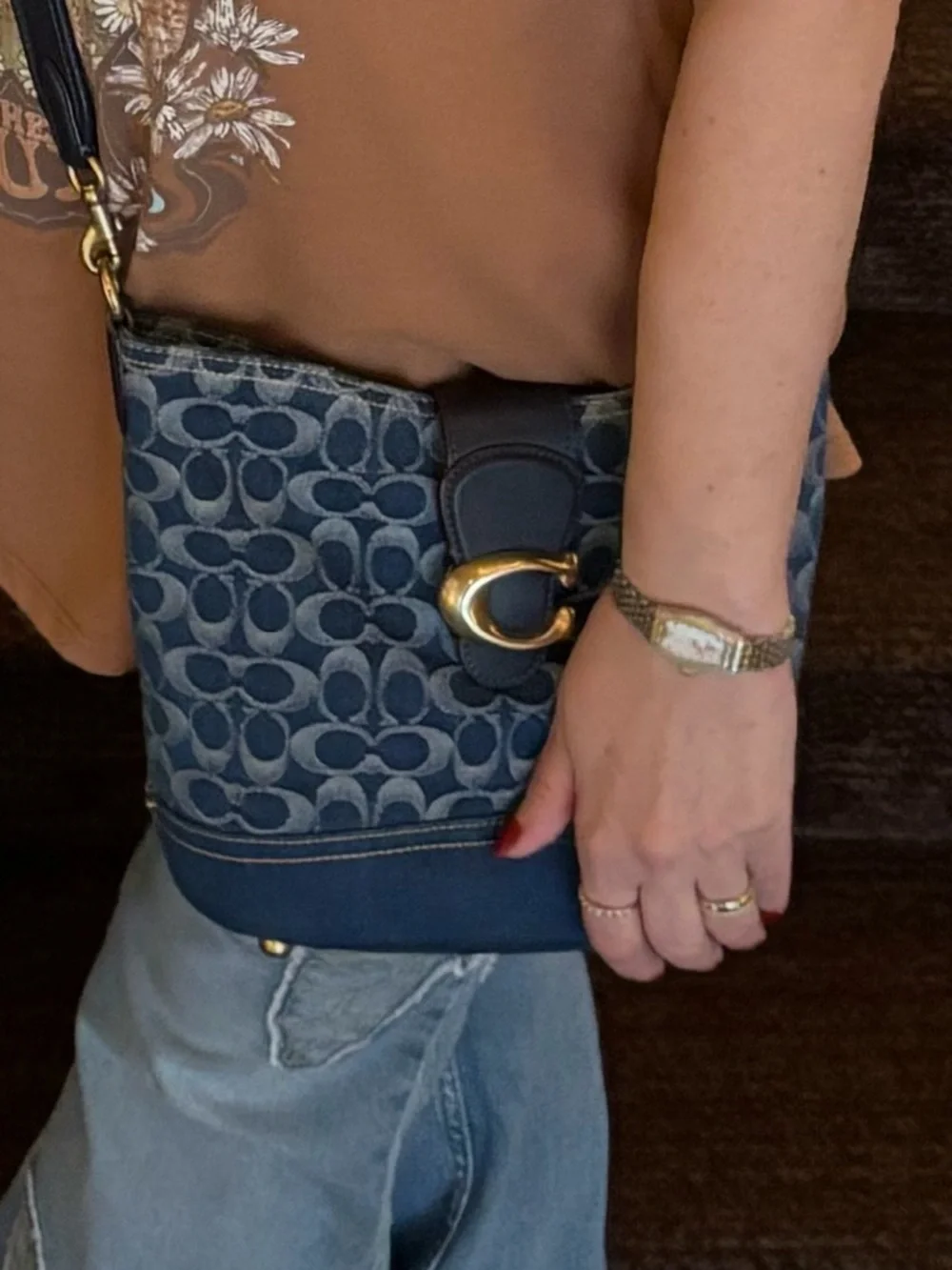 COACH Soft Tabby Tali Bucket Bag In Signature Denim & Coach Sales Receipt! - Picture 3 of 7